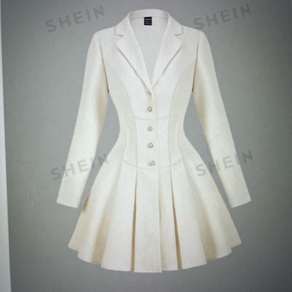 SHEIN Plus Size Long Sleeve White Dress